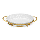 Serving dish 34.2x18.7х6.5 cm with metal stand (porcelain)