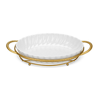 Serving dish 34.2x18.7х6.5 cm with metal stand (porcelain)