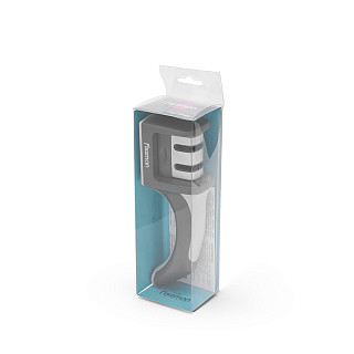 Knife sharpener 19x5x6 cm for two-step sharpening, color GREY (tungsten carbide and ceramic wheels)