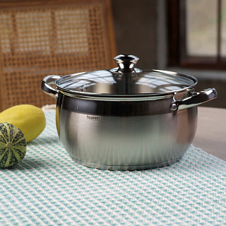 8PCS Cookware set PRIME 8 pcs with glass lids, stainless steel (1,3 l/1,9 l/3,6 l/6,1 l)