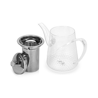 Arbatinukas 600 ml su plieniniu filtru (stiklinis)