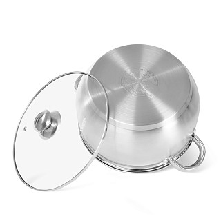 Stockpot PRIME 24x13.5 cm / 6.1 LTR with glass lid (stainless steel)