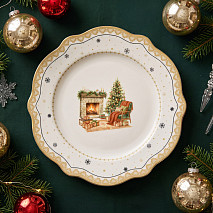 Lėkštė CHRISTMAS EVE 27 cm, aukso spalvos (naujasis kaulinis porcelianas)