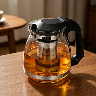 Tējkanna 1500 ml ar tērauda filtru (karstumizturīgs stikls)