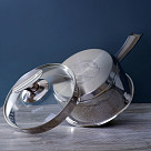 Sauce pan ELEGANCE 16x8 cm / 1.6 LTR with glass lid, pouring lip and lid strainer (stainless steel)