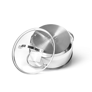 Stockpot LUMINOSA 20x9.5 cm / 3.0 LTR with glass lid (stainless steel)