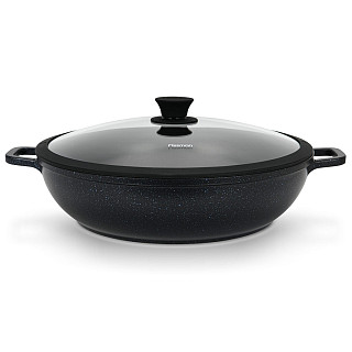 Shallow casserole NORD STONE 32x8.5 cm / 5.5 LTR with glass lid (cast aluminium with non-stick coating)