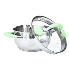 Stockpot CHARLOTTE 20x10 cm / 2.5 LTR with glass lid, pouring lip and lid strainer (stainless steel)