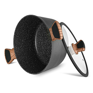 Кастрюля DIAMOND 20x10см / 2,6л со стеклянной крышкой (алюминий)