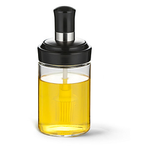 Oil bottle 250 ml with silicone brush (glass)
