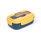 Lunch box with 3 compartments 21.5x15x8 cm / 1100 ml, yellow (plastic), art. 16740