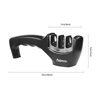 3 step knife sharpener 21x5x7 cm BLACK (ceramic, carbide, diamond)