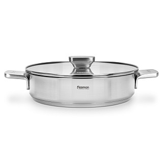 Shallow casserole PREMIUM ONE 26x6 cm / 2.7 LTR with glass lid (stainless steel)