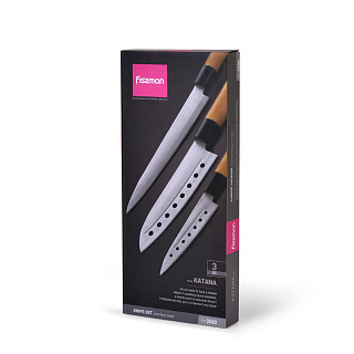 3 pc knife set KATANA 8"slicer/ 6.6"santoku/ 5"utility (3Cr13 steel)