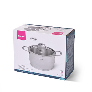 Stockpot MIRANDA 20x12 cm / 3.7 LTR with glass lid (stainless steel)