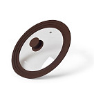 Multi-size lid TRIPLEX 24/26/28 cm with DARK BROWN marble silicone rim (glass)
