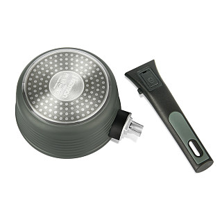 Saucepan BRILLIANT 16x7.5 cm / 1.3 LTR with detachable handle and glass lid (aluminum with non-stick coating)