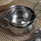 Stockpot MARTINEZ 16x9 cm / 1.8 LTR with glass lid (stainless steel)