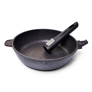 Deep frying pan REBUSTO 24x6.5 cm with detachable handle with induction bottom (aluminium with non-stick coating)