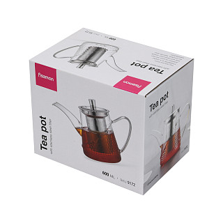 Arbatinukas 600 ml su plieniniu filtru (stiklinis)