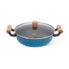 Shallow casserole SEAGREEN 28x8 cm / 4 LTR with glass lid (enamelled lightweight cast iron with non-stick coating)