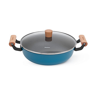 Shallow casserole SEAGREEN 28x8 cm / 4 LTR with glass lid (enamelled lightweight cast iron with non-stick coating)