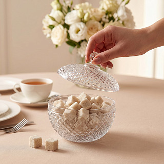 Sugar bowl 12x12 cm / 320 ml with lid (glass)