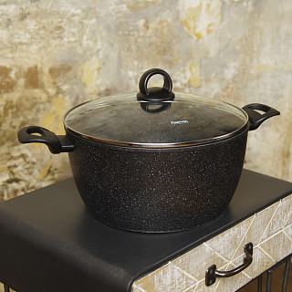 Stockpot MAGNA 30x15 cm / 9.15 LTR with glass lid with induction bottom (aluminium with non-stick coating)