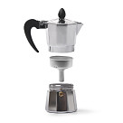 Set of Coffee Maker for 2 cups/120 ml (aluminium) and 2 ceramic cups with 2 saucers