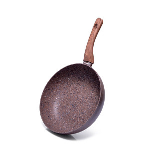 Deep frying pan MAGIC BROWN 26x7.8 cm with induction bottom, CHOCOLATE color (aluminium with non-stick coating)