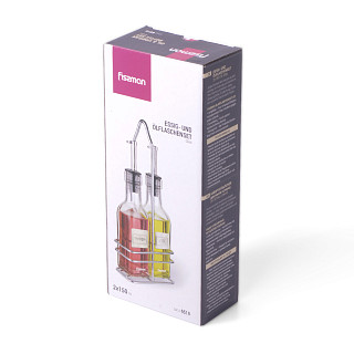 Pudeļu komplekts etiķim un eļļai 2x150 ml ar paliktni (stikls)