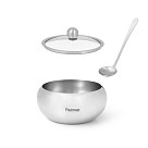 Sugar bowl with glass lid and spoon 350 ml (stainless steel)