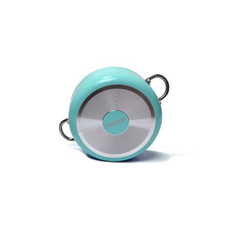 Mini cooking pot MINI CHEF 18x8 cm / 1,8 LTR with glass lid, color AQUAMARINE (aluminium with non-stick coating) (12 pcs per display box)