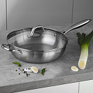 Deep frying pan AETERNUM 28х7.5 cm with glass lid (stainless steel)