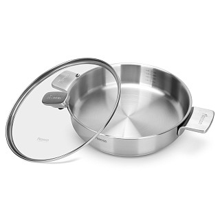 Shallow casserole PREMIUM ONE 26x6 cm / 2.7 LTR with glass lid (stainless steel)