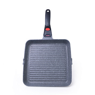 Square grill pan LA GRANITE 28x4.5 cm with detachable handle and THERMIC point with induction bottom (aluminium with non-stick coating)