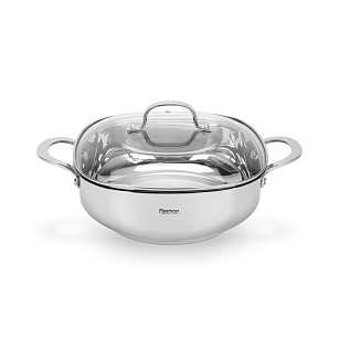 Shallow casserole EXCLUSIVE PRO 26x9 cm / 4.6 LTR with glass lid (stainless steel)
