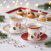 Набор из 2 чашек CHRISTMAS BALLS 90 мл с блюдцами (фарфор)