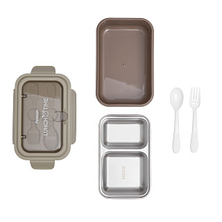 Pietų dėžutė su 2 skyreliais 800 ml / 20,5 × 13,5 × 7,8 cm (plastikas)