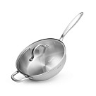 Deep frying pan AETERNUM 24х7 cm with glass lid (stainless steel)