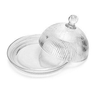 Cheese serving dish 13.7x9.8 cm with lid (glass)