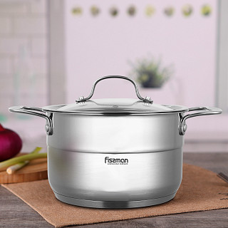 Stockpot NORDIA 16x9 cm / 1.8 LTR with glass lid (stainless steel)