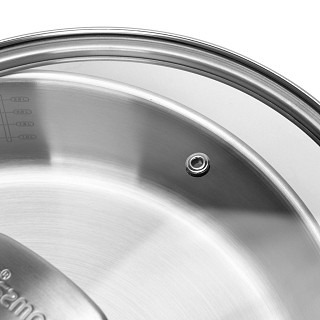 Troškintuvas PREMIUM ONE 26x6 cm / 2,7 L su stikliniu dangčiu (nerūdijantis plienas)