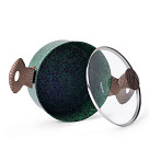 Stockpot MALACHITE 24x10.9 cm / 4.7 LTR with glass lid with induction bottom (aluminium with non-stick coating)