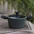 Stockpot BRILLIANT 28x13.5 cm / 7.1 LTR with detachable handles and glass lid (aluminum with non-stick coating)