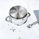Stockpot ELEGANCE 18x9 cm / 2.2 LTR with glass lid, pouring lip and lid strainer (stainless steel)