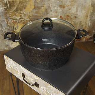 Stockpot MAGNA 30x15 cm / 9.15 LTR with glass lid with induction bottom (aluminium with non-stick coating)