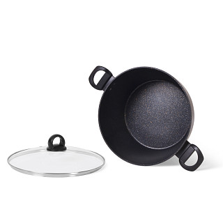 Stockpot MAGNA 30x15 cm / 9.15 LTR with glass lid with induction bottom (aluminium with non-stick coating)