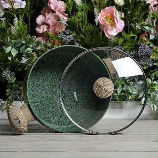 Stockpot MALACHITE 20x9.8 cm / 2.7 LTR with glass lid with induction bottom (aluminium with non-stick coating)