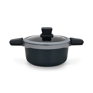 Stockpot Luxuria 20x10 cm / 2.5 LTR with glass lid with induction bottom (aluminium with non-stick coating)
